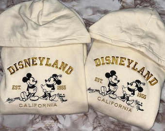 Disneyland Mickey und Minnie besticktes T-Shirt, Disneyland California Est 1955 Sweatshirt, Disneyland Mickey und Minnie Paar Hoodie