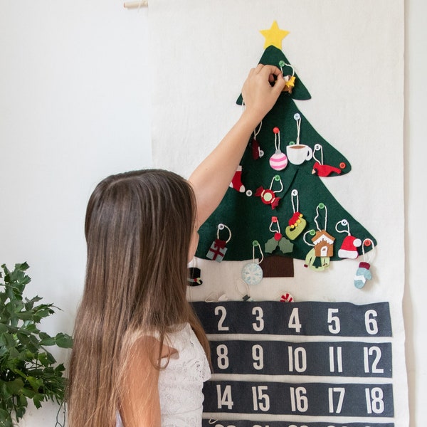 DIY Felt Advent Calendar Pattern & Instructions; 24+ no-sew felt ornaments; Pattern PDF, SVG cut files; Christmas Gift/Decor, Cricut