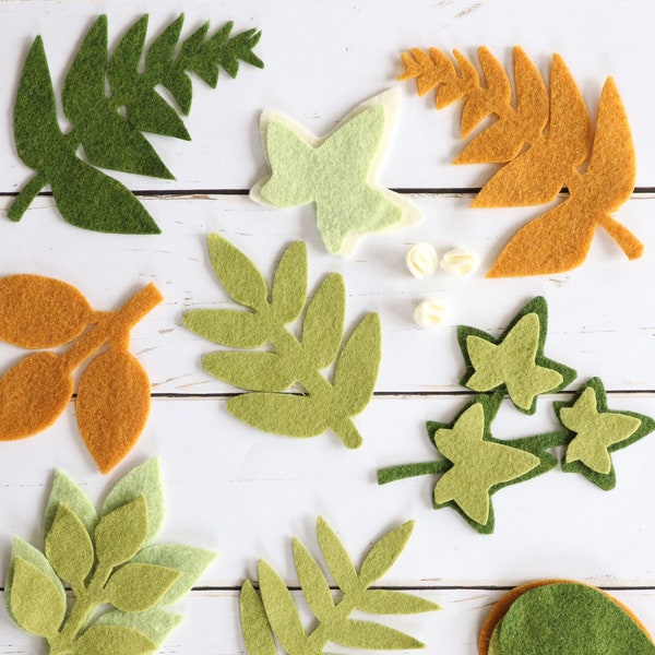 Felt Leaf PATTERNS Template; 10 no-sew felt or paper foliage; Pattern PDF, SVG cut file; Party favors, wreaths, Cricut, Silhouette