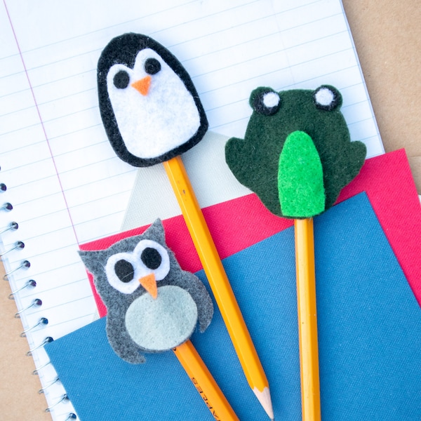 Felt Animal Pencil Topper Patterns; SVG PDF digital cut file; Printable no-sew craft; Cute craft idea; back to school; Cricut, Silhouette