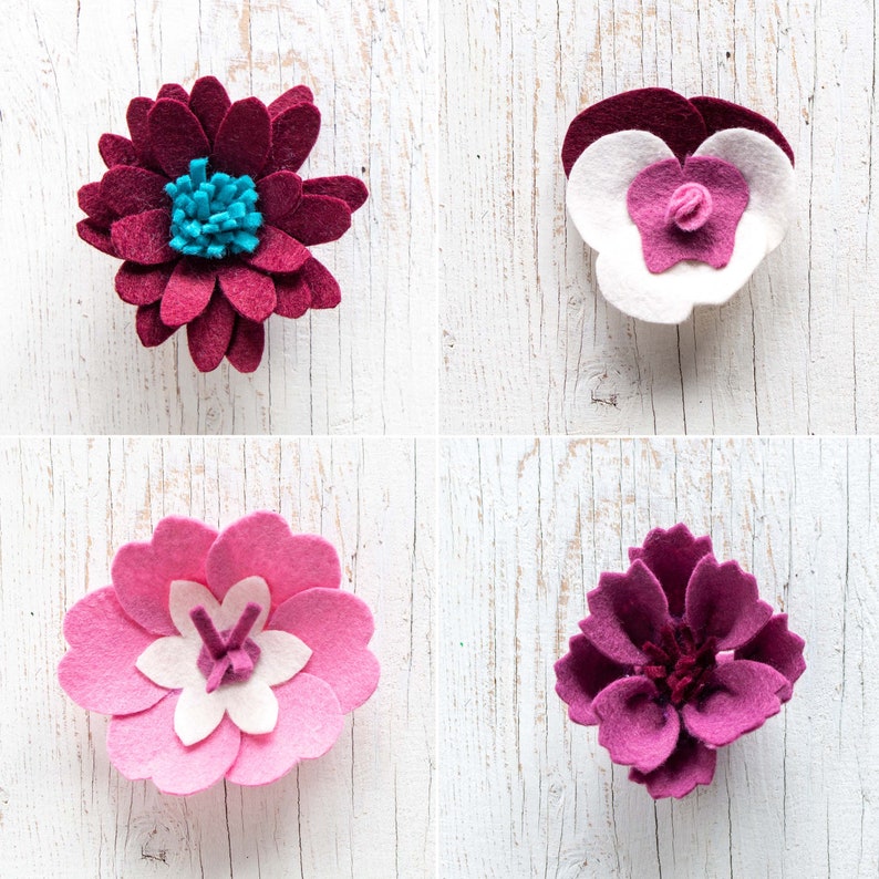 Felt Flower SVG Files for Cricut Silhouette Floral cut file | Etsy