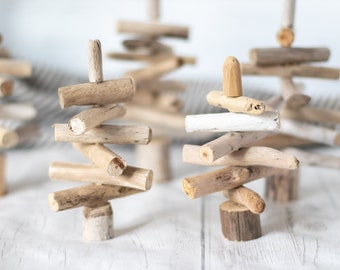 Mini Driftwood Christmas Trees Bundle | 10 trees/bundle | Eco-Friendly Decor | Beach Themed Winter Wedding | Wedding Favors | Made in Canada