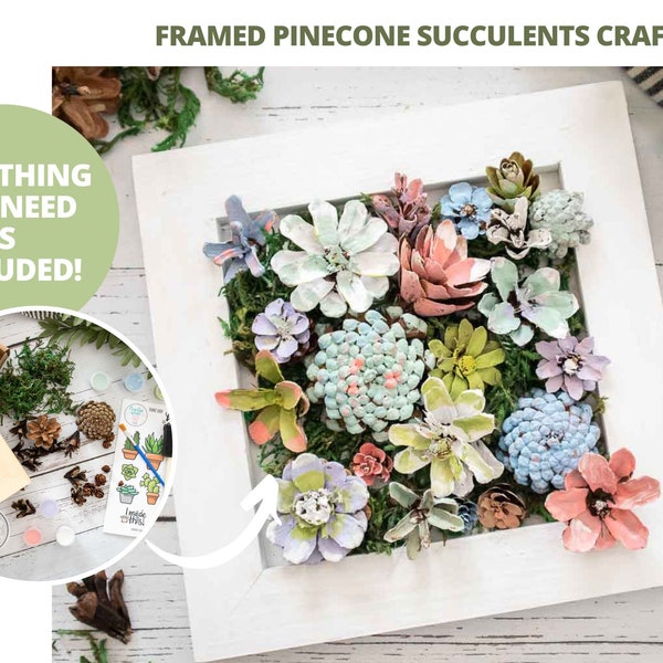 Craft Kit - Pinecone Succulent Arrangement | All Supplies Included! | Photo Tutorial | Unique Craft Idea | Gifts for Her | Craft Night