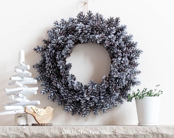 Pinecone Wreath | 22" Diameter | Natural, Frosted and White Options | Natural Eastern White Pinecones | Handmade  Wreath | Made in Canada