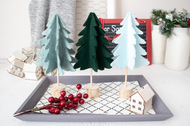 Felt 3D Christmas Tree Pattern SVG PDF digital cut file Printable no-sew craft Cute craft idea Holiday Decor Idea Cricut, Silhouette image 1