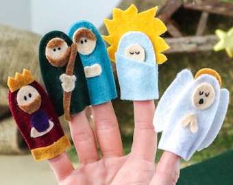 10 Nativity Finger Puppet Characters PATTERN felt ornaments, PDF no sew ornament, Gift, Teaching, Homeschooling