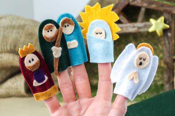 10 Nativity Finger Puppet Characters PATTERN felt ornaments, PDF no sew ornament, Gift, Teaching, Homeschooling