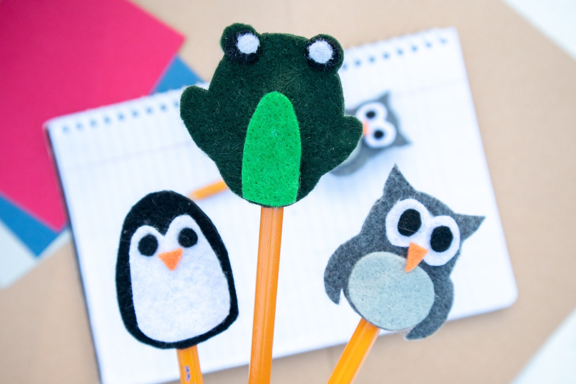 Felt Animal Pencil Topper Patterns SVG PDF Digital Cut File Etsy Canada