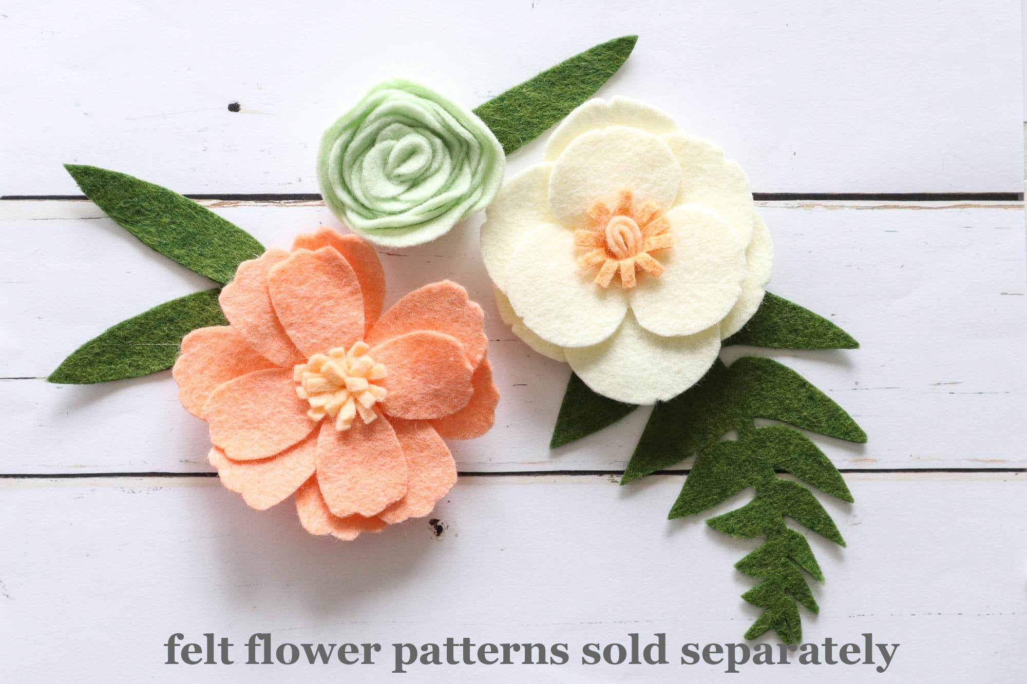 Felt Flower PATTERNS Template 5 No-sew Felt or Paper Flowers Pattern PDF,  SVG Cut File Party Favors, Wreaths, Cricut, Silhouette 