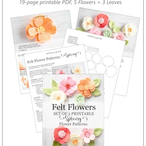 Felt Flower PATTERNS Template 5 no-sew felt or paper flowers Pattern PDF, SVG cut file Party favors, wreaths, Cricut, Silhouette image 7