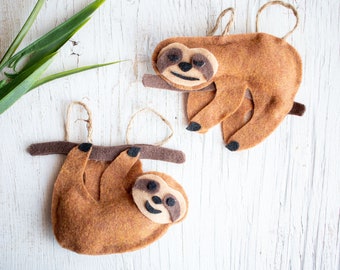 Sloth Felt Ornament Pattern; SVG PDF PNG digital cut file; Printable no-sew craft; Cute gift idea and nursery decor; Cricut, Silhouette