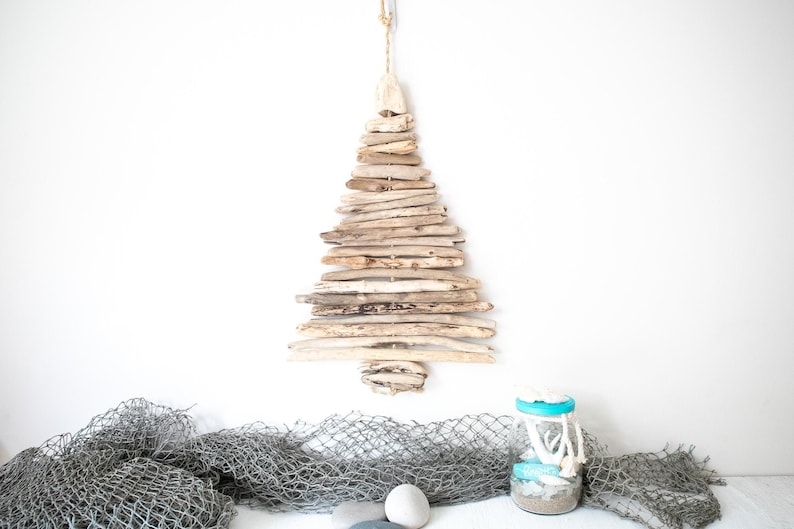 Hanging Driftwood Christmas Tree  Eco-Friendly Holiday Decor image 1