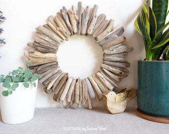 Driftwood Wreath / 16" Coastal Wreath / Authentic Lake Huron Drift Wood / Handmade Coastal Decor / Made in Canada / Rustic Cottage