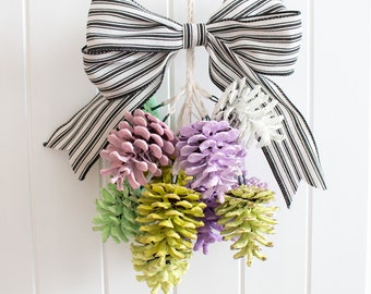 Pinecone Door Hanging | Natural Pinecones | Handcrafted Decor | Made in Canada | Rustic Farmhouse Decor | 2 Color Options