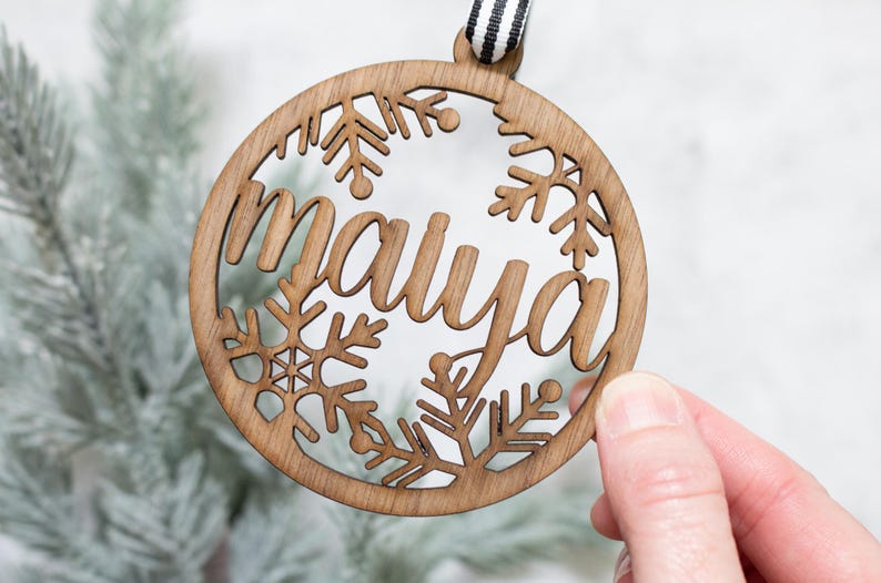 Personalized Wood Winter Wedding Ornament