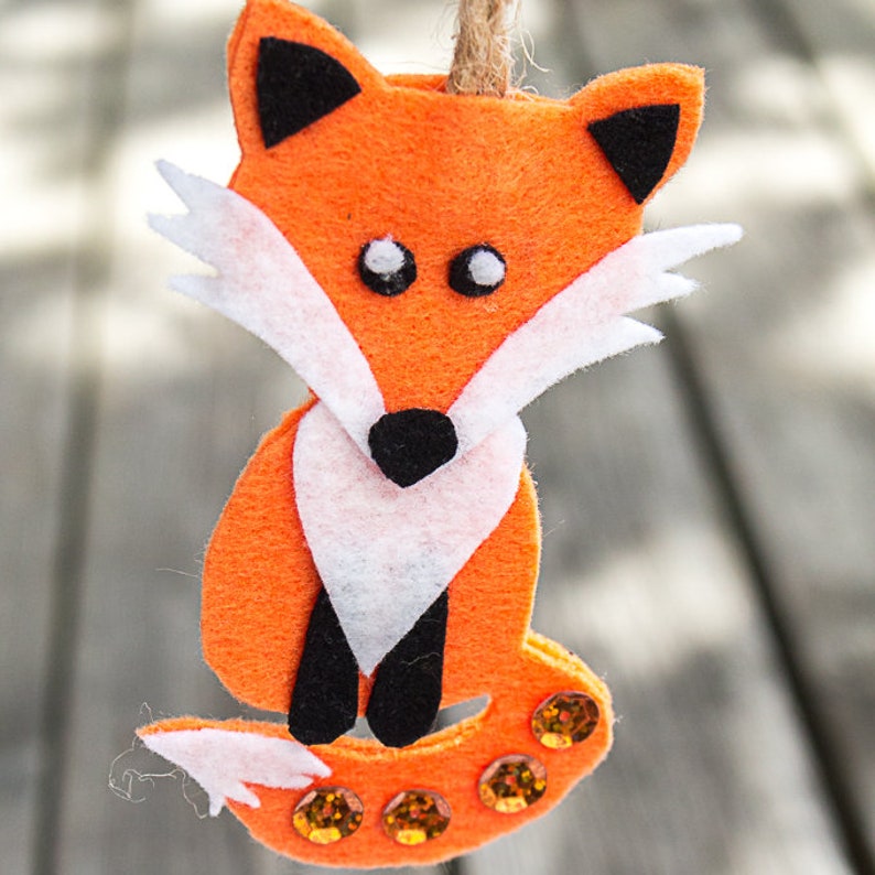 10 Woodland Animals PATTERN felt ornaments, PDF no sew ornament, SVG cut files, gift plushie, fox, owl, woodland nursery decor image 2