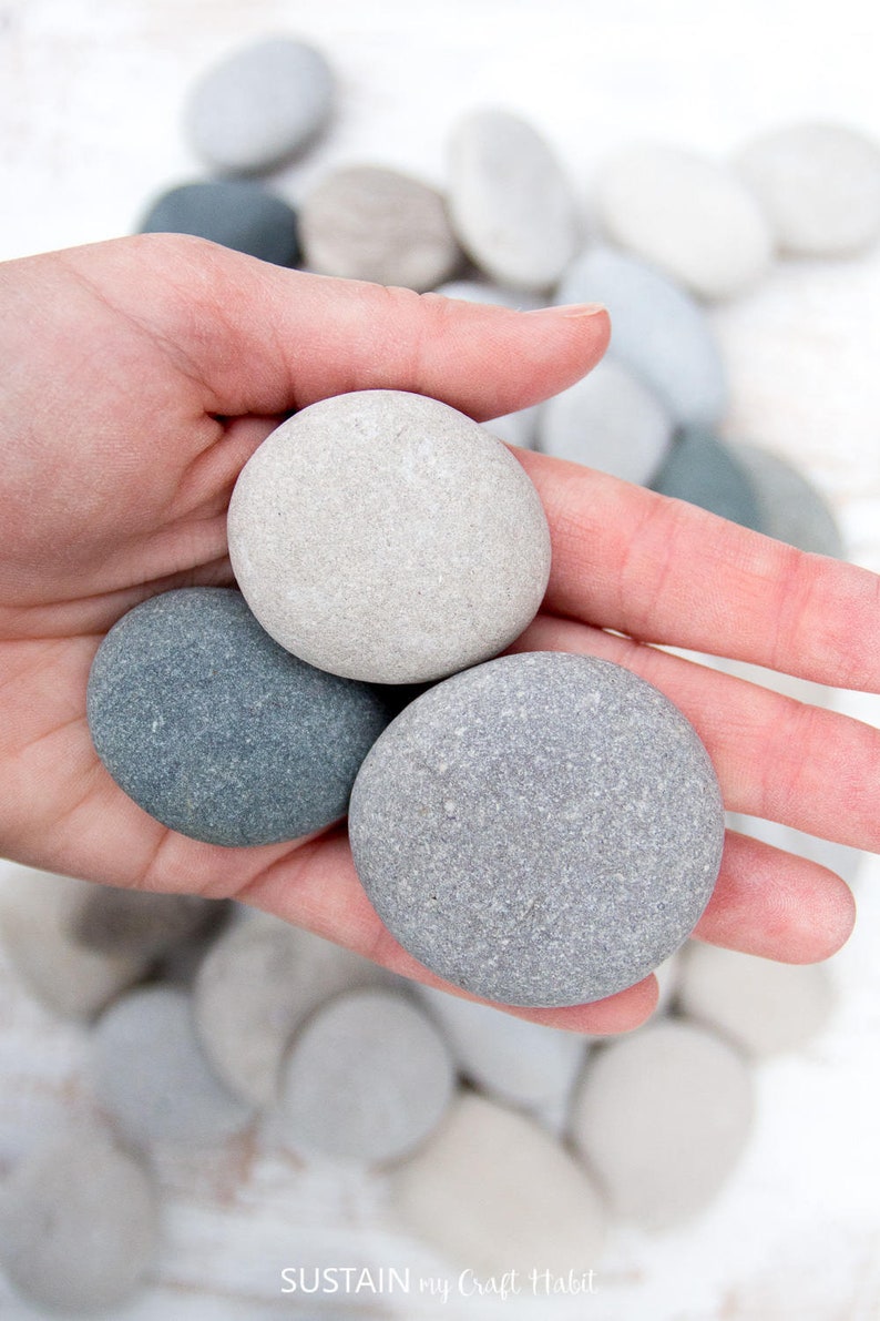 Medium beach stones 30, Bulk stones, Nature crafts, Rock craft supplies, Painted rocks, Wedding stones, Aquarium pebbles, Lake Huron image 1