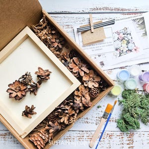 Craft Kit - Pinecone Succulent Arrangement | All Supplies Included! | Unique Gift | Crafts for Adults