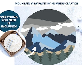 Mountainview Paint-By-Numbers Kit for Adults | 10" Wood Round | All Supplies Included | Unique Gift Idea | DIY Number Painting | Canada made