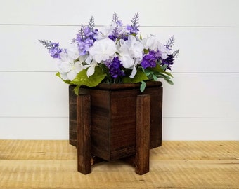 Wooden floral decor, centerpiece decor, wood vase with stand, floral arrangement, nursery decor, new home housewarming gift, valentines gift