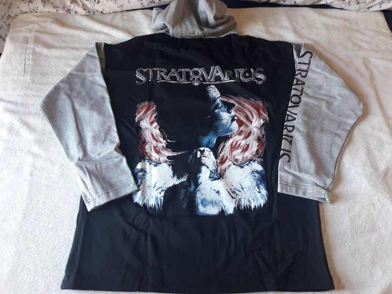 Vintage 1998 Stratovarius Hoodie Vtg 90s 1990s Heavy Power Metal Crewneck Helloween Avantasia Hammerfall Iced Earth Running Wild Angra Edguy
