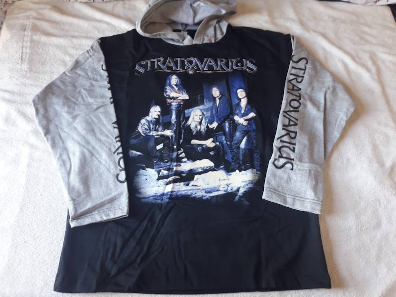 Vintage 1998 Stratovarius Hoodie Vtg 90s 1990s Heavy Power Metal Crewneck Helloween Avantasia Hammerfall Iced Earth Running Wild Angra Edguy