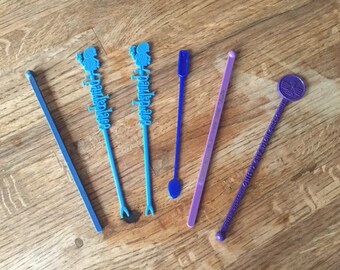 Vintage Blue and Purple Cocktail Stirrers