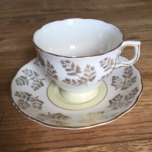 Colcough Gold Gilt Fern Teacup and Saucer