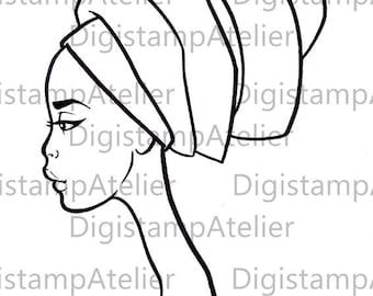 Black Girl 2. INSTANT DOWNLOAD Digital Digi Stamps