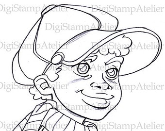 Cap Guy. INSTANT DOWNLOAD Digital Digi Stamps.