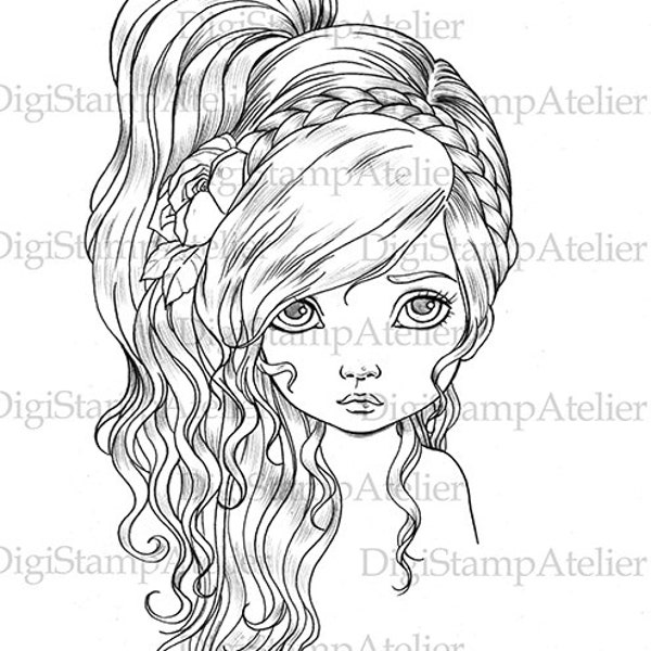 Flower Girl. INSTANT DOWNLOAD Digital Digi Stamps.