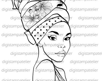 African Beauty. INSTANT DOWNLOAD Digital Digi Stamps.