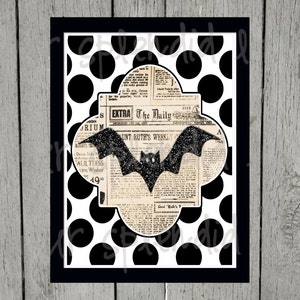 Halloween Bat Glitter Vintage 8 x 10 Digital Print