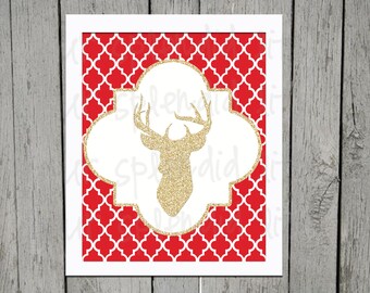 Christmas Holiday Winter Reindeer 8 x 10 Digital Print