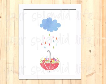 April Showers Bring May Flowers Spring Digital Printable 8 x 10