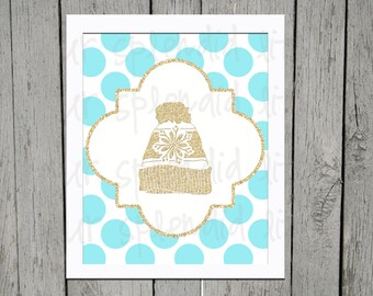 Christmas Winter Snowflake Hat 8 x 10 digital print