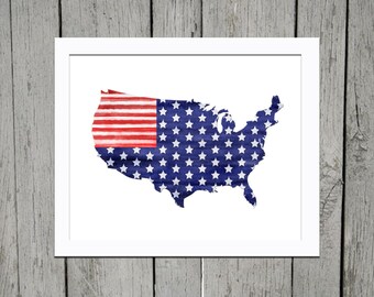American Silhouette Flag July 4th Digital Printable 8x10 AND 5x7