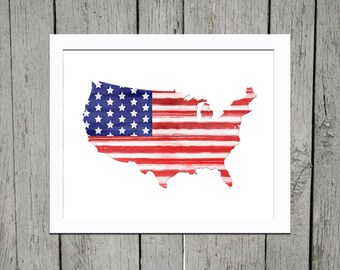 American Silhouette Flag July 4th Digital Printable 8x10 AND 5x7