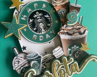 Frappy birthday, Coffee cake topper, Starbucks cake topper, Starbucks party, Starbucks inspired topper, Starbucks theme, Starbucks party theme