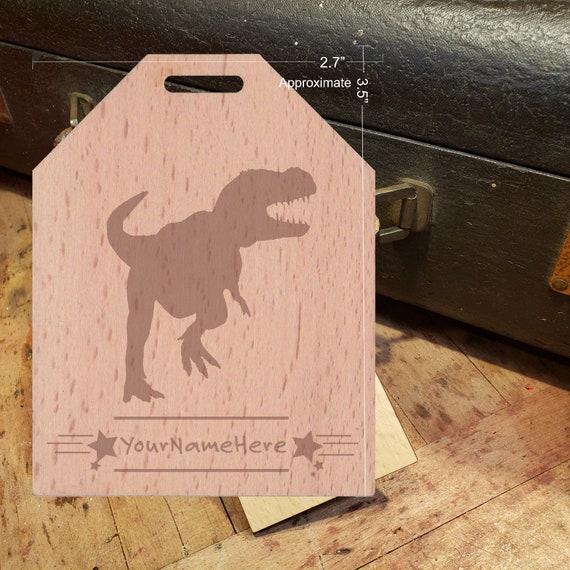 BOLD Children's Dinosaur TRex Name Tag Beautiful Wooden Etsy