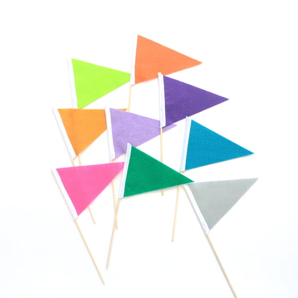 Custom Solid Color Triangle Pennant Hand Flags, Team Colors, Wedding Send Off Favors, Cheer accessories, Birthday favors