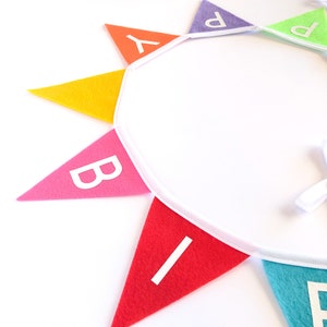 Happy Birthday felt bunting banner, birthday party banner, birthday garland, birthday pennant flags, kids birthday decor image 3