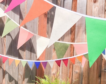 LARGE Custom color bunting banner, felt triangle garland, custom pennant flags, solid colors, modern decor, pennant banner, customizable