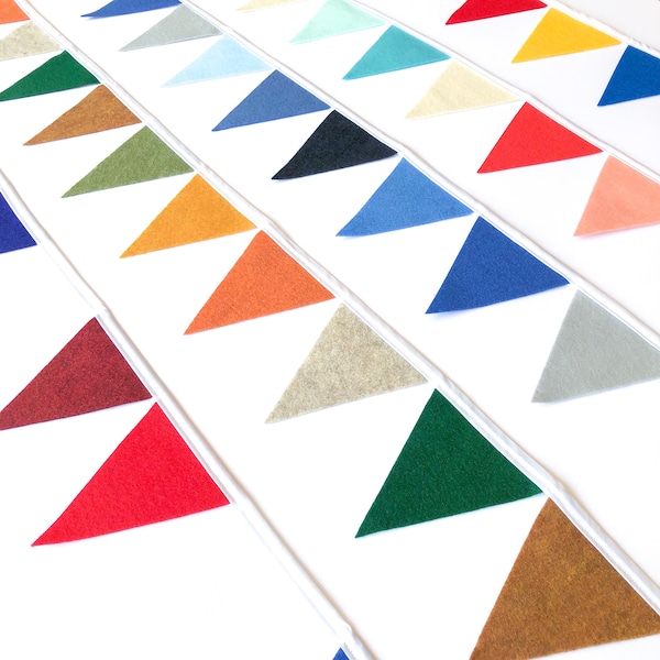 Custom color bunting, 5 inch flags, banner, garland, flags, multi color, solid colors, modern decor, pennant banner, customizable