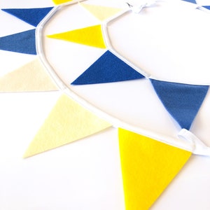 Estandarte de guirnalda de empavesado azul y amarillo, tema de limón, guirnalda de bandera de granja vintage, decoración campestre francesa, fiesta de cumpleaños amarilla baby shower