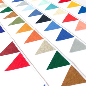 Custom color bunting, felt pennant flags banner, custom garland, multi color, solid colors, custom baby shower, custom hygge nursery decor