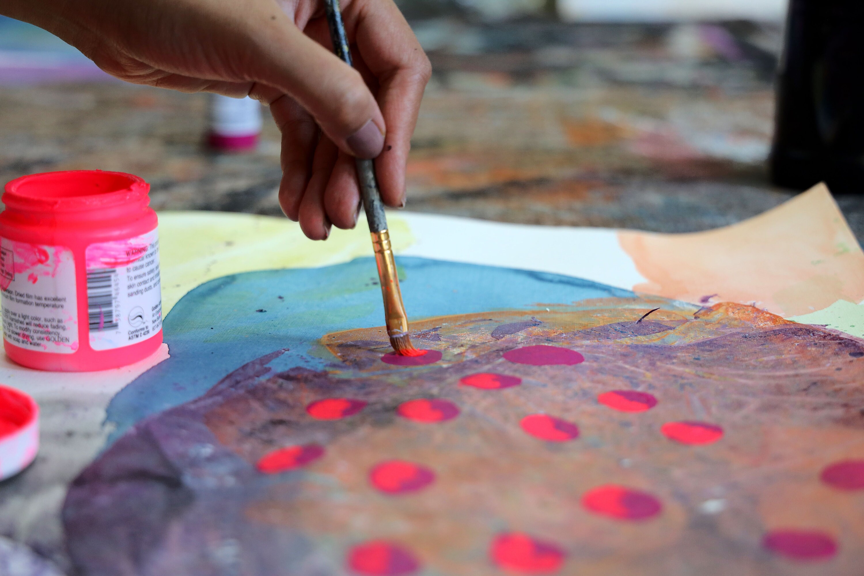 Pink peach abstract painting print framed art print ready Etsy