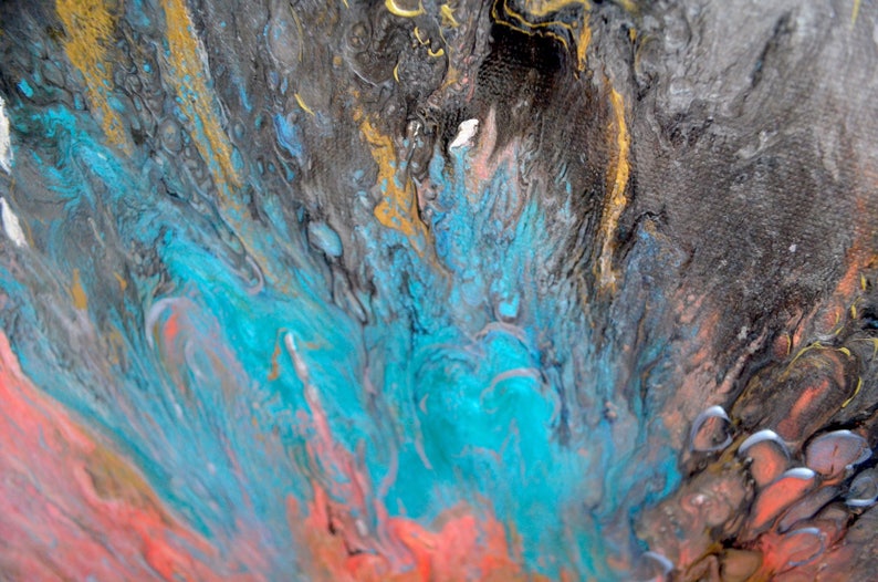 Epoxy resin art oil art oil painting corral orange peach art Etsy