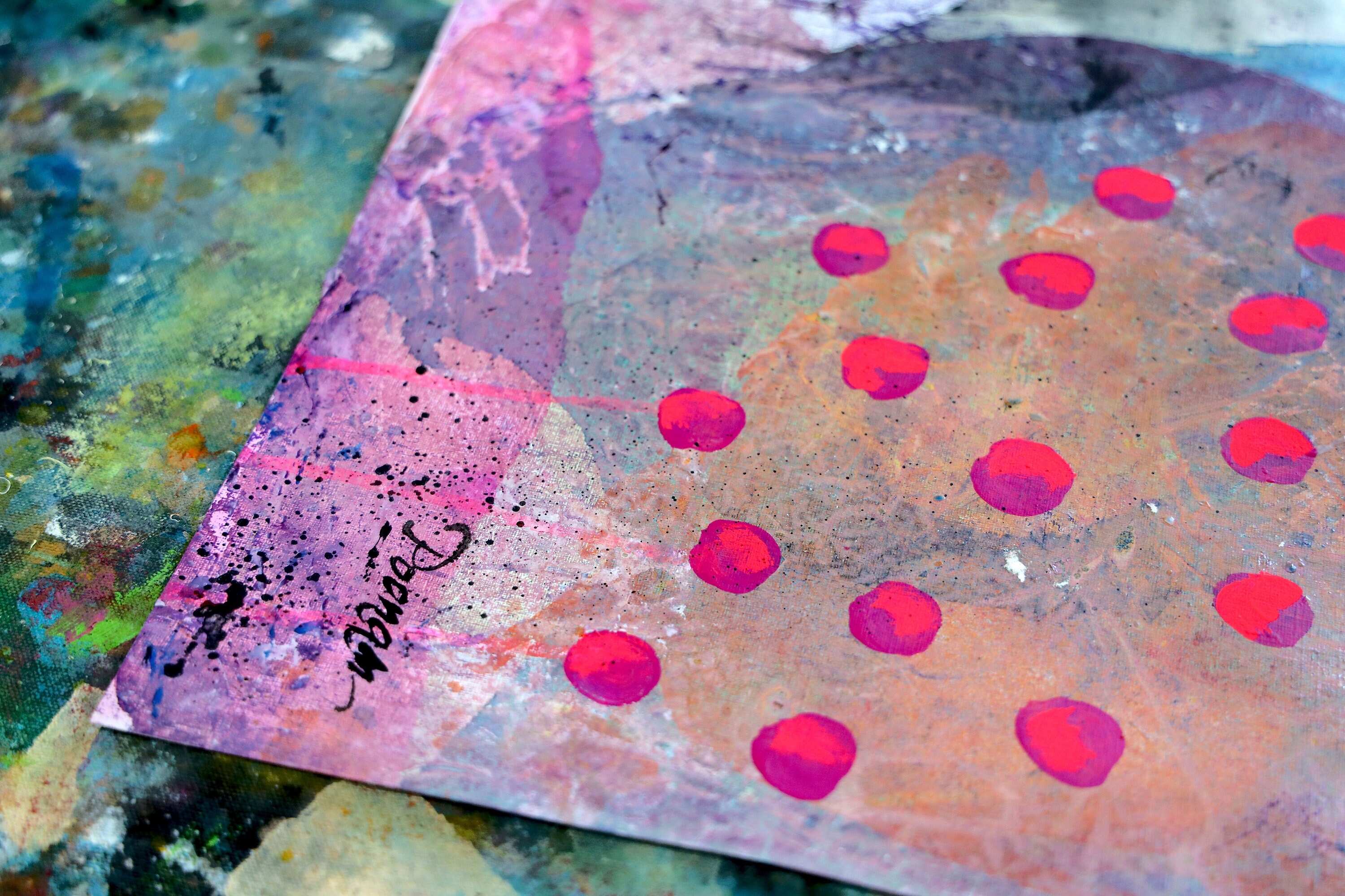 Pink peach abstract painting print framed art print ready | Etsy