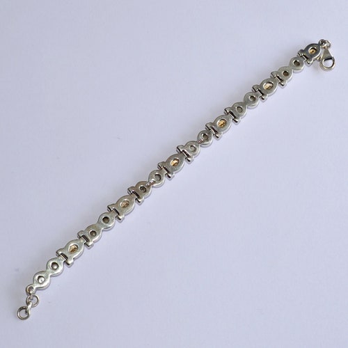 Citrine Pearl Bracelet Silver, shops 925 Sterling Silver Bracelet, Bracelet For Women, Yellow Citrine Bracelet, Tennis Bracelet, Gift For Her